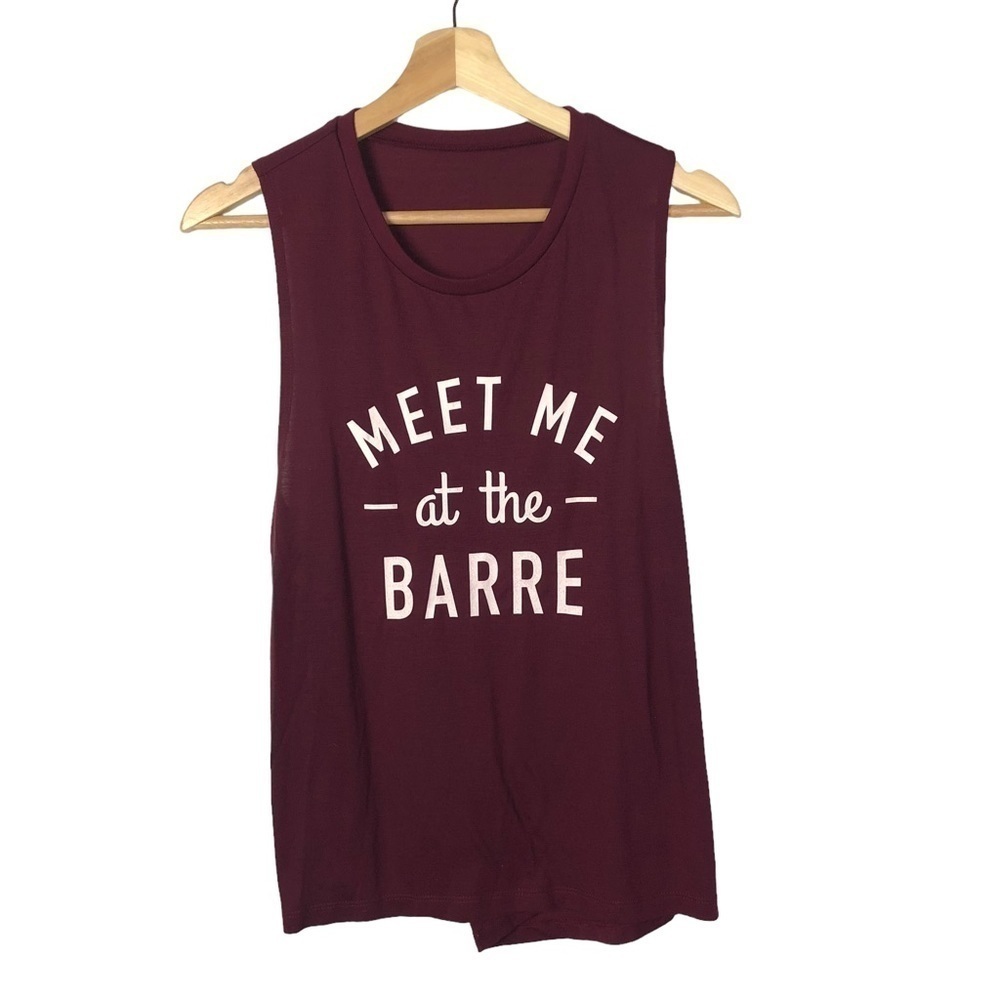Boutique Meet Me At the Barre Burgundy‎ Red Graphic Muscle Tank Top S